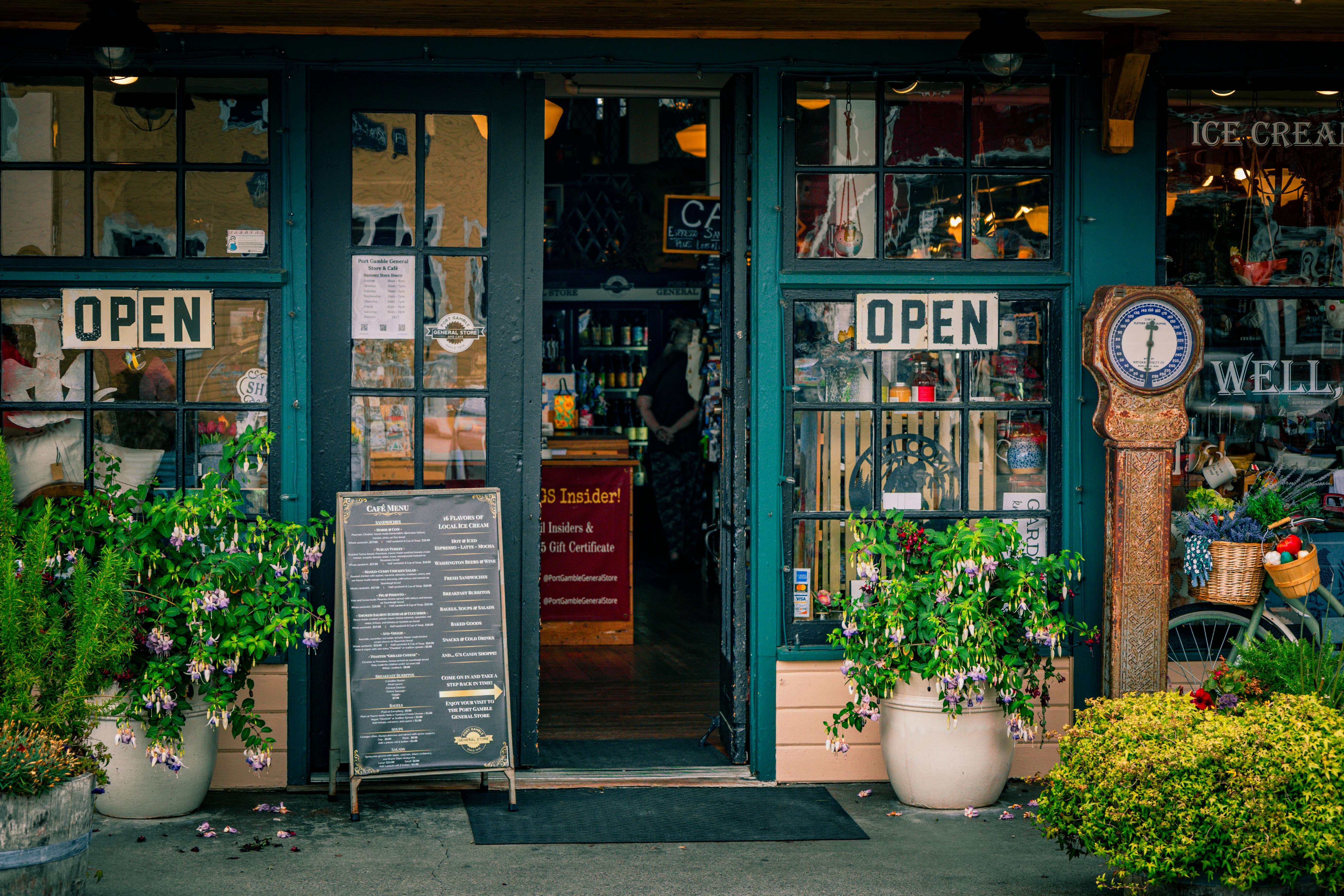 Small local business storefront with an open sign, the kind of business that should be showing up on Google Maps